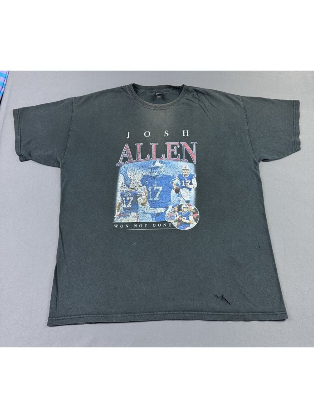 Rare Josh Allen NFL Football Buffalo Bills Rap Tee Style Sun Fade Black XL Tee